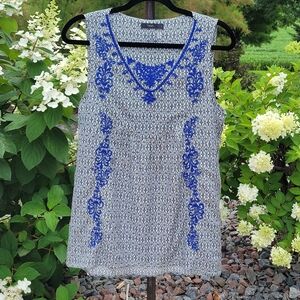 THML Black with Blue Embrodery Sleeveless Top Size L